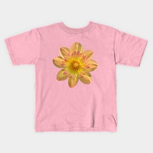 Kelsey Annie Joy Collarette Dahlia, Peachy Pink Flower Kids T-Shirt